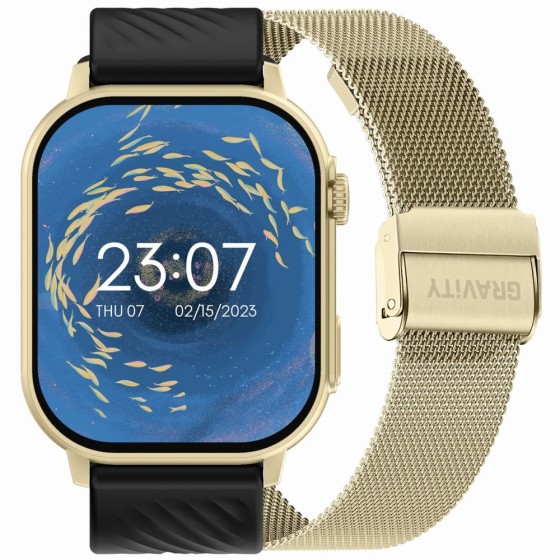 Smartwatch Damski Gravity GT15-6 na bransolecie mesh w kolorze Złoty/Złoty o szerokości 22mm Smartwatch Damski Gravity GT15-6 na bransolecie mesh w kolorze Złoty/Złoty o szerokości 22mm