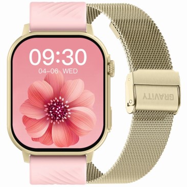 Smartwatch Damski Gravity GT15-7 na bransolecie mesh w kolorze Złoty/Złoty o szerokości 22mm