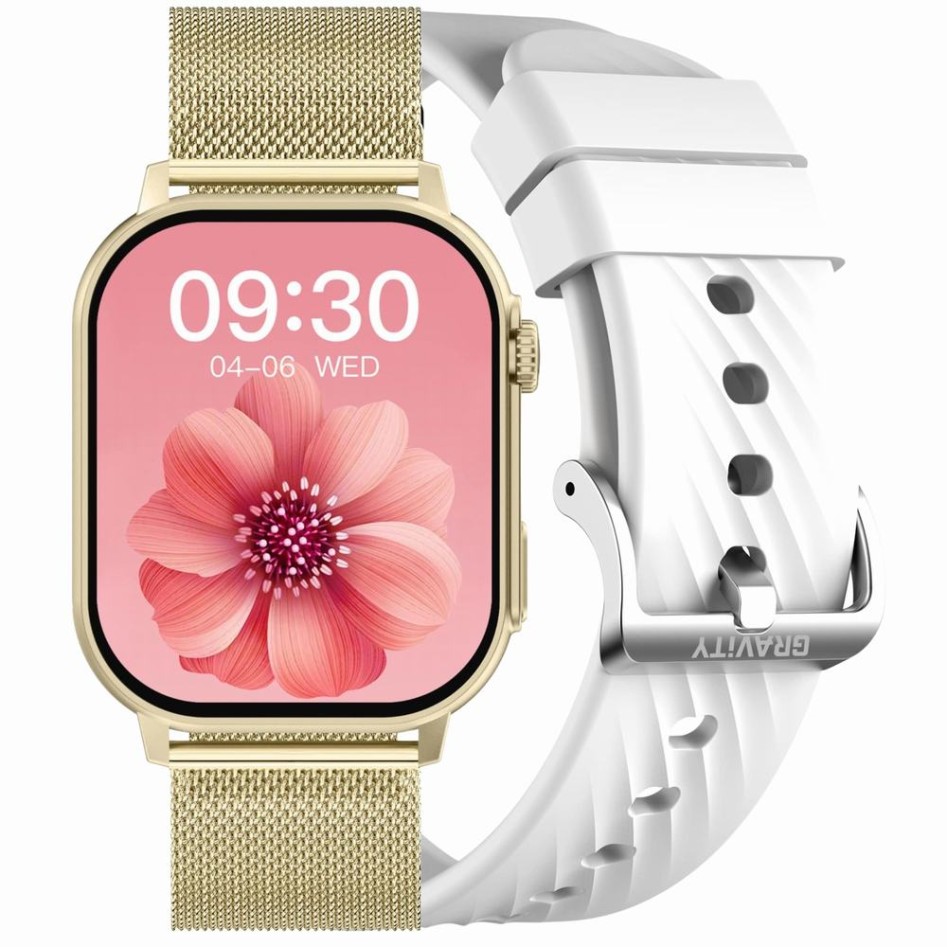 Smartwatch Damski Gravity GT15-10 na bransolecie mesh w kolorze Złoty/Złoty o szerokości 22mm