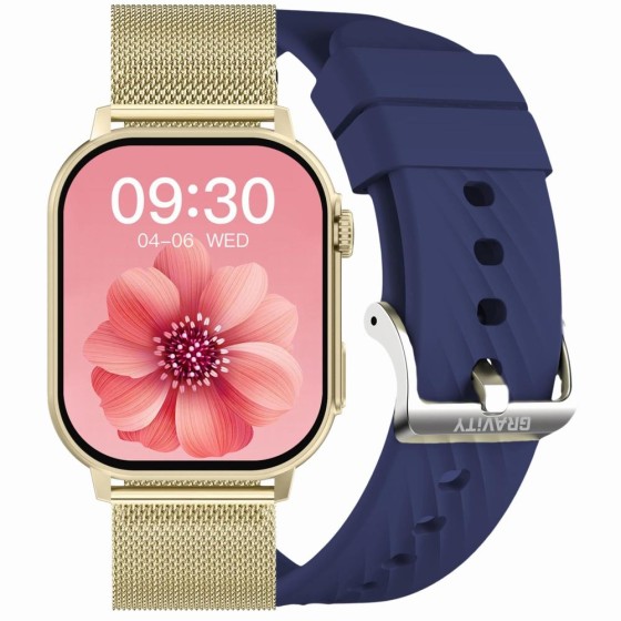 Smartwatch Damski Gravity GT15-11 na bransolecie mesh w kolorze Złoty/Złoty o szerokości 22mm Smartwatch Damski Gravity GT15-11 na bransolecie mesh w kolorze Złoty/Złoty o szerokości 22mm
