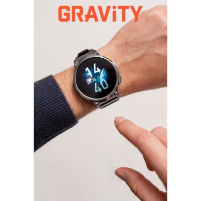 Smartwatch Męski Gravity GT23-1 na bransolecie stalowej w kolorze Czarny/Czarny o szerokości 22mm