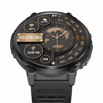 Smartwatch Męski Gravity GT23-1 na bransolecie stalowej w kolorze Czarny/Czarny o szerokości 22mm