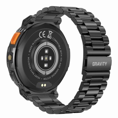Smartwatch Męski Gravity GT23-1 na bransolecie stalowej w kolorze Czarny/Czarny o szerokości 22mm