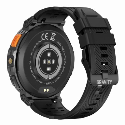 Smartwatch Męski Gravity GT23-1 na bransolecie stalowej w kolorze Czarny/Czarny o szerokości 22mm