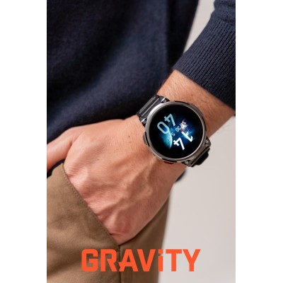 Smartwatch Męski Gravity GT23-1 na bransolecie stalowej w kolorze Czarny/Czarny o szerokości 22mm