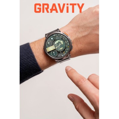 Smartwatch Męski Gravity GT23-1 na bransolecie stalowej w kolorze Czarny/Czarny o szerokości 22mm