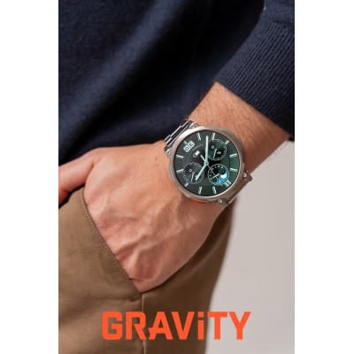 Smartwatch Męski Gravity GT23-2 na bransolecie stalowej w kolorze Srebrny/Srebrny o szerokości 22mm