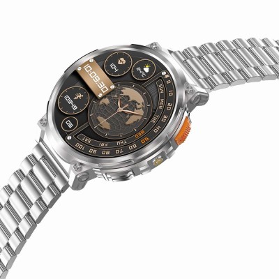Smartwatch Męski Gravity GT23-2 na bransolecie stalowej w kolorze Srebrny/Srebrny o szerokości 22mm