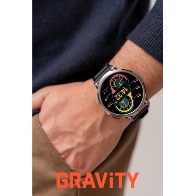 Smartwatch Męski Gravity GT23-2 na bransolecie stalowej w kolorze Srebrny/Srebrny o szerokości 22mm