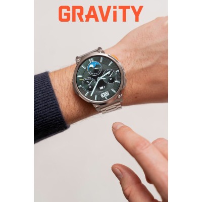 Smartwatch Męski Gravity GT23-2 na bransolecie stalowej w kolorze Srebrny/Srebrny o szerokości 22mm