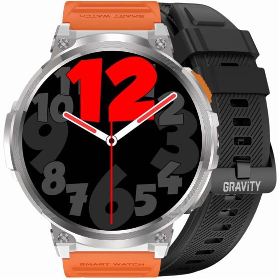 Smartwatch Męski Gravity GT23-4 na pasku gumowym w kolorze Srebrny/Czarny o szerokości 22mm Smartwatch Męski Gravity GT23-4 na pasku gumowym w kolorze Srebrny/Czarny o szerokości 22mm