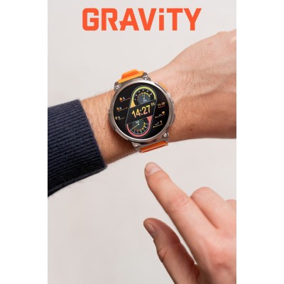 Smartwatch Męski Gravity GT23-4 na pasku gumowym w kolorze Srebrny/Czarny o szerokości 22mm