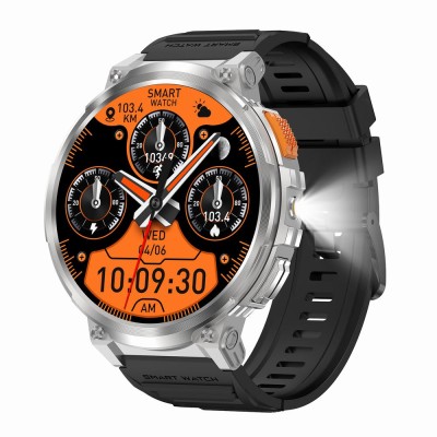 Smartwatch Męski Gravity GT23-4 na pasku gumowym w kolorze Srebrny/Czarny o szerokości 22mm