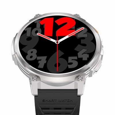 Smartwatch Męski Gravity GT23-4 na pasku gumowym w kolorze Srebrny/Czarny o szerokości 22mm