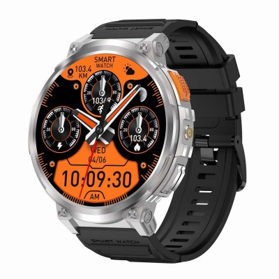 Smartwatch Męski Gravity GT23-4 na pasku gumowym w kolorze Srebrny/Czarny o szerokości 22mm
