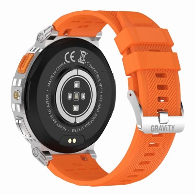 Smartwatch Męski Gravity GT23-4 na pasku gumowym w kolorze Srebrny/Czarny o szerokości 22mm