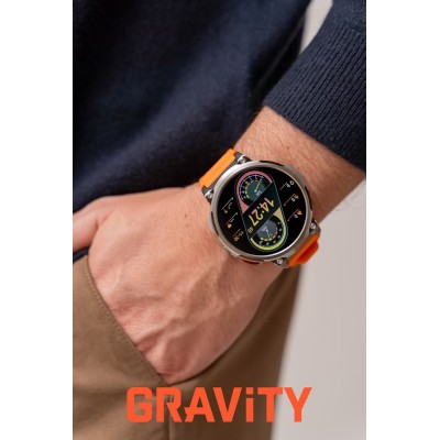 Smartwatch Męski Gravity GT23-4 na pasku gumowym w kolorze Srebrny/Czarny o szerokości 22mm