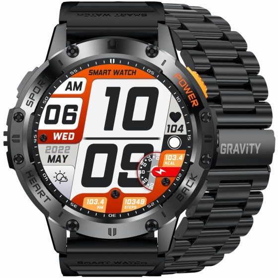 Smartwatch Męski Gravity GT22-1 na bransolecie stalowej w kolorze Czarny/Czarny o szerokości 22mm Smartwatch Męski Gravity GT22-1 na bransolecie stalowej w kolorze Czarny/Czarny o szerokości 22mm