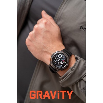 Smartwatch Męski Gravity GT22-1 na bransolecie stalowej w kolorze Czarny/Czarny o szerokości 22mm