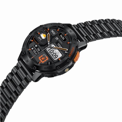 Smartwatch Męski Gravity GT22-1 na bransolecie stalowej w kolorze Czarny/Czarny o szerokości 22mm