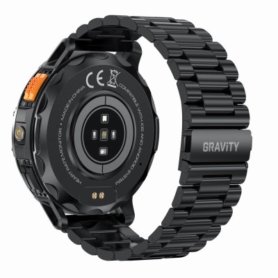 Smartwatch Męski Gravity GT22-1 na bransolecie stalowej w kolorze Czarny/Czarny o szerokości 22mm