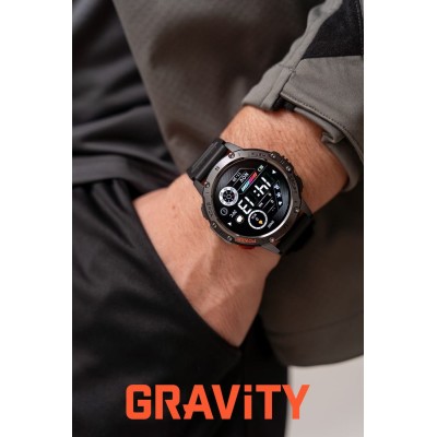 Smartwatch Męski Gravity GT22-1 na bransolecie stalowej w kolorze Czarny/Czarny o szerokości 22mm
