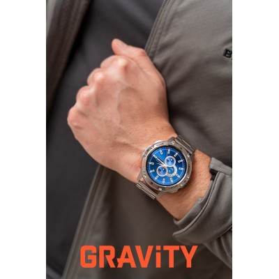 Smartwatch Męski Gravity GT22-2 na bransolecie stalowej w kolorze Srebrny/Srebrny o szerokości 22mm