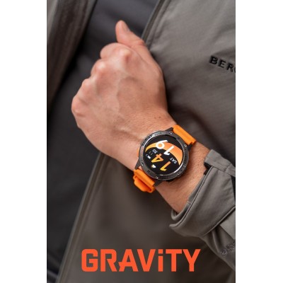 Smartwatch Męski Gravity GT22-3 na pasku gumowym w kolorze Czarny/Pomarańczowy o szerokości 22mm