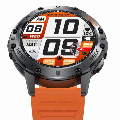 Smartwatch Męski Gravity GT22-3 na pasku gumowym w kolorze Czarny/Pomarańczowy o szerokości 22mm