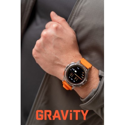 Smartwatch Męski Gravity GT22-4 na pasku gumowym w kolorze Srebrny/Czarny o szerokości 22mm