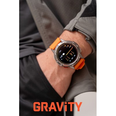 Smartwatch Męski Gravity GT22-4 na pasku gumowym w kolorze Srebrny/Czarny o szerokości 22mm