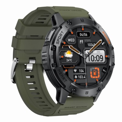 Smartwatch Męski Gravity GT22-5 na pasku gumowym w kolorze Czarny/Khaki o szerokości 22mm