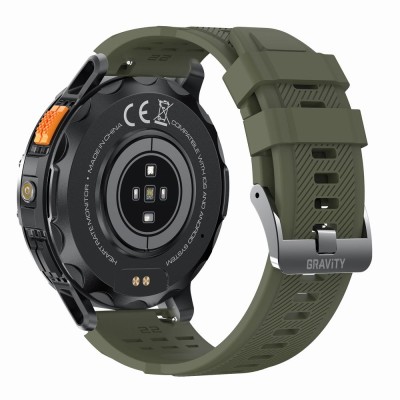 Smartwatch Męski Gravity GT22-5 na pasku gumowym w kolorze Czarny/Khaki o szerokości 22mm