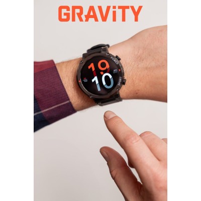 Smartwatch Męski Gravity GT21-1 na pasku gumowym w kolorze Czarny/Czarny o szerokości 22mm