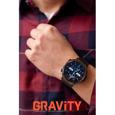 Smartwatch Męski Gravity GT21-1 na pasku gumowym w kolorze Czarny/Czarny o szerokości 22mm