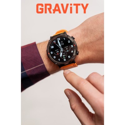 Smartwatch Męski Gravity GT21-2 na pasku gumowym w kolorze Czarny/Czarny o szerokości 22mm