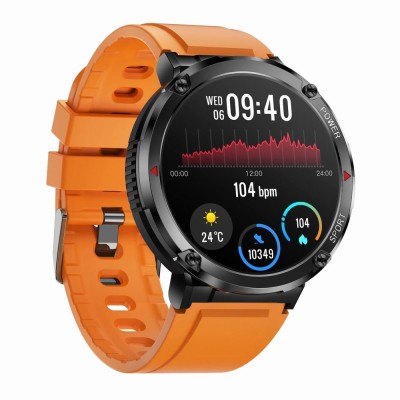 Smartwatch Męski Gravity GT21-2 na pasku gumowym w kolorze Czarny/Czarny o szerokości 22mm
