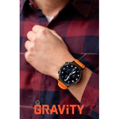 Smartwatch Męski Gravity GT21-2 na pasku gumowym w kolorze Czarny/Czarny o szerokości 22mm