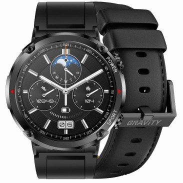 Smartwatch Męski Gravity GT21-3 na pasku gumowym w kolorze Czarny/Czarny o szerokości 22mm