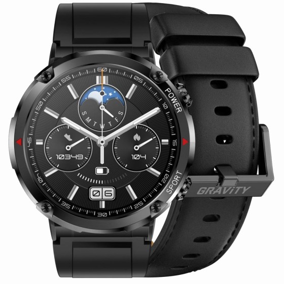 Smartwatch Męski Gravity GT21-3 na pasku gumowym w kolorze Czarny/Czarny o szerokości 22mm Smartwatch Męski Gravity GT21-3 na pasku gumowym w kolorze Czarny/Czarny o szerokości 22mm