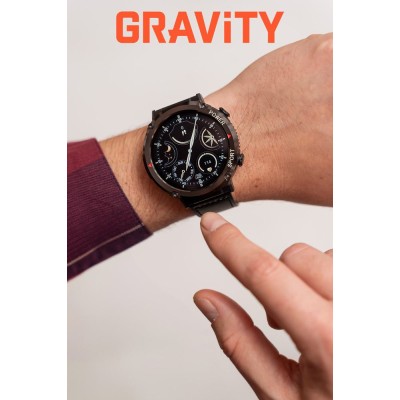 Smartwatch Męski Gravity GT21-3 na pasku gumowym w kolorze Czarny/Czarny o szerokości 22mm