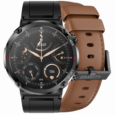 Smartwatch Męski Gravity GT21-4 na pasku gumowym w kolorze Czarny/Czarny o szerokości 22mm