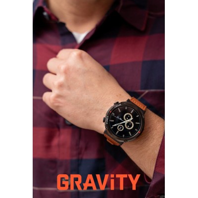 Smartwatch Męski Gravity GT21-4 na pasku gumowym w kolorze Czarny/Czarny o szerokości 22mm
