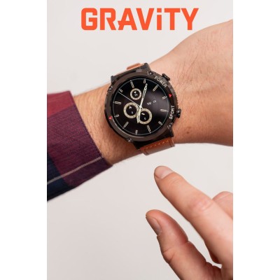 Smartwatch Męski Gravity GT21-4 na pasku gumowym w kolorze Czarny/Czarny o szerokości 22mm
