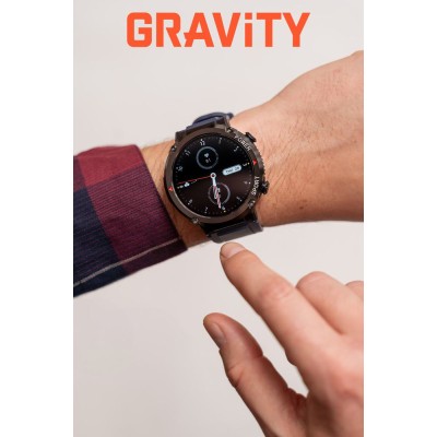 Smartwatch Męski Gravity GT21-5 na pasku gumowym w kolorze Czarny/Czarny o szerokości 22mm
