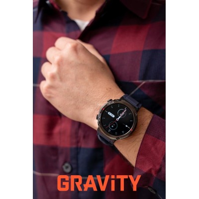 Smartwatch Męski Gravity GT21-5 na pasku gumowym w kolorze Czarny/Czarny o szerokości 22mm