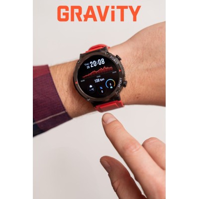 Smartwatch Męski Gravity GT21-6 na pasku gumowym w kolorze Czarny/Czarny o szerokości 22mm