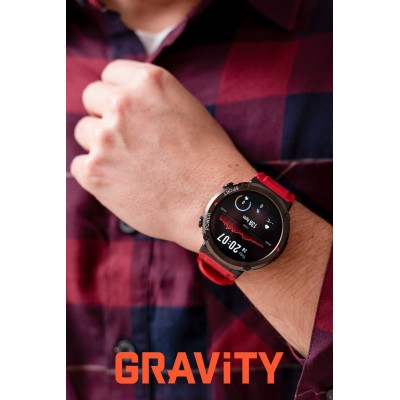 Smartwatch Męski Gravity GT21-6 na pasku gumowym w kolorze Czarny/Czarny o szerokości 22mm