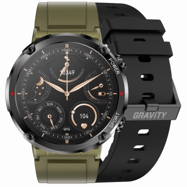 Smartwatch Męski Gravity GT21-7 na pasku gumowym w kolorze Khaki/Khaki o szerokości 22mm
