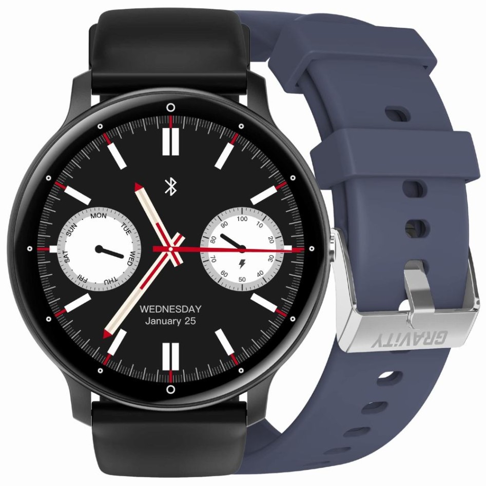 Smartwatch Męski Gravity GT1-1 PRO na pasku gumowym w kolorze Czarny/Czarny o szerokości 22mm
